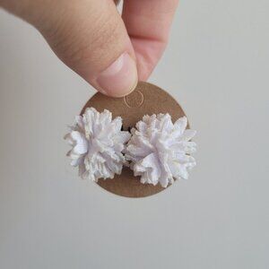 Willow May White Fabric Floral Stud Earrings